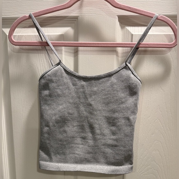 Free People Movement Happiness Runs Crop Tank Ribbed Heather Gray M/L NWOT - Picture 2 of 8